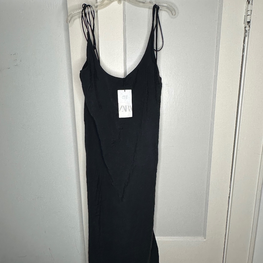Zara Black Tied Strap Dress / Size L / NWT
